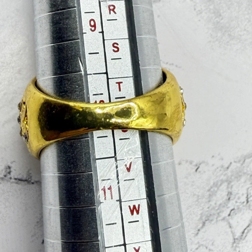 Crown Rhinestone Statement Ring Gold Unisex Size‎ 10 Stainless Steel Queen King